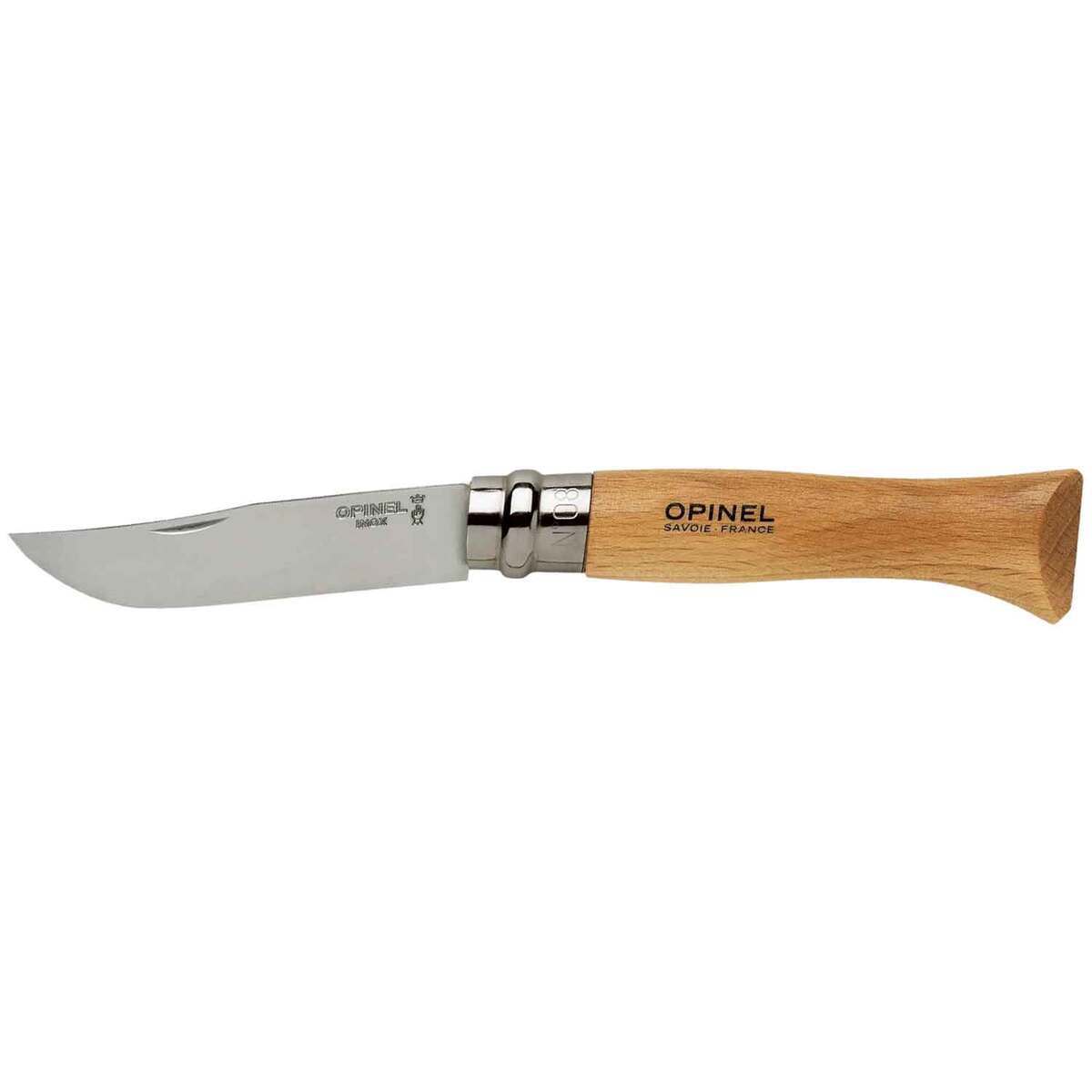 Opinel No.08 Stainless Steel 3.28 inch Folding Knife - Beech | Knives.com